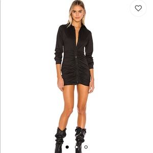 NWT Superdown Colette ruched shirt dress in black Size S